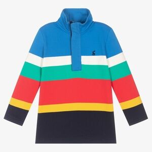 NEW Joules Rainbow Stripe Boys’ Rugby 1/2 Zip Pullover Sweatshirt Age 12 Years